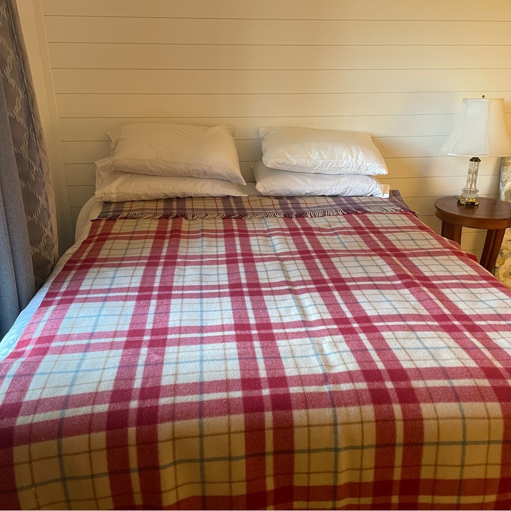 Cottagecore Vintage Two-Sided Full Wool Camp Blanket.